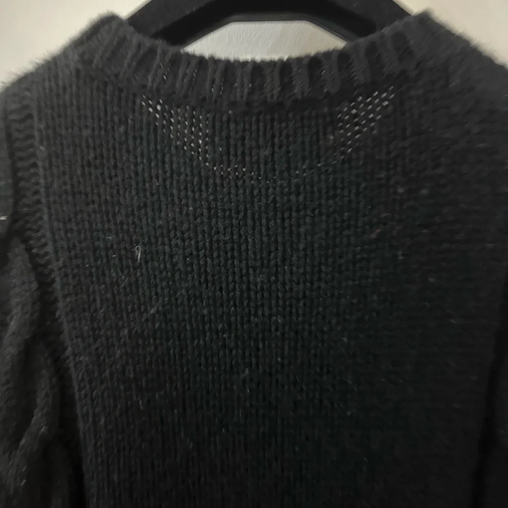 Gucci Men Black Web Striped Wool Cable Knit - Small (oversized)